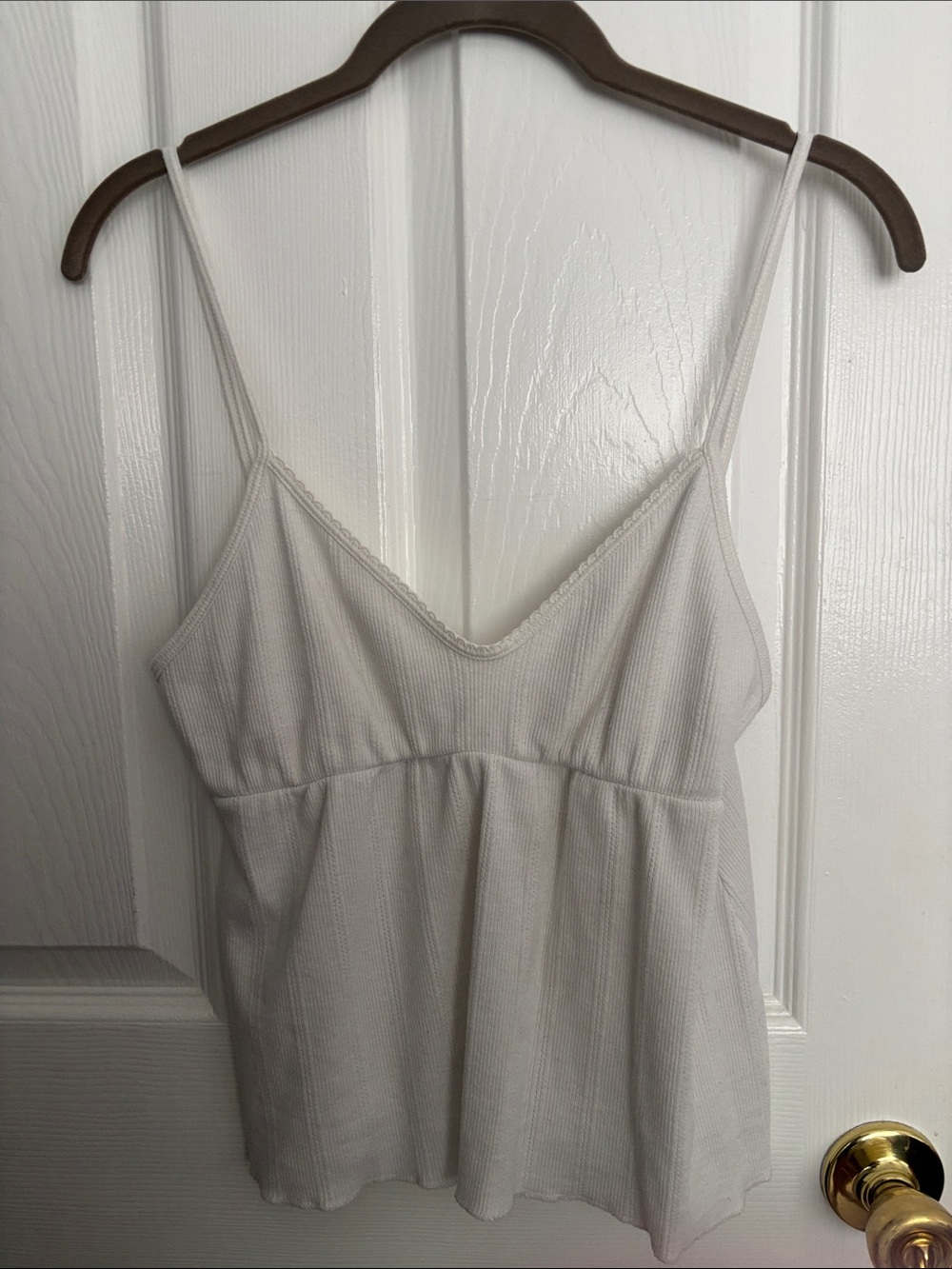 Brandy Melville white Ribbed Spaghetti-Strap Tank Top